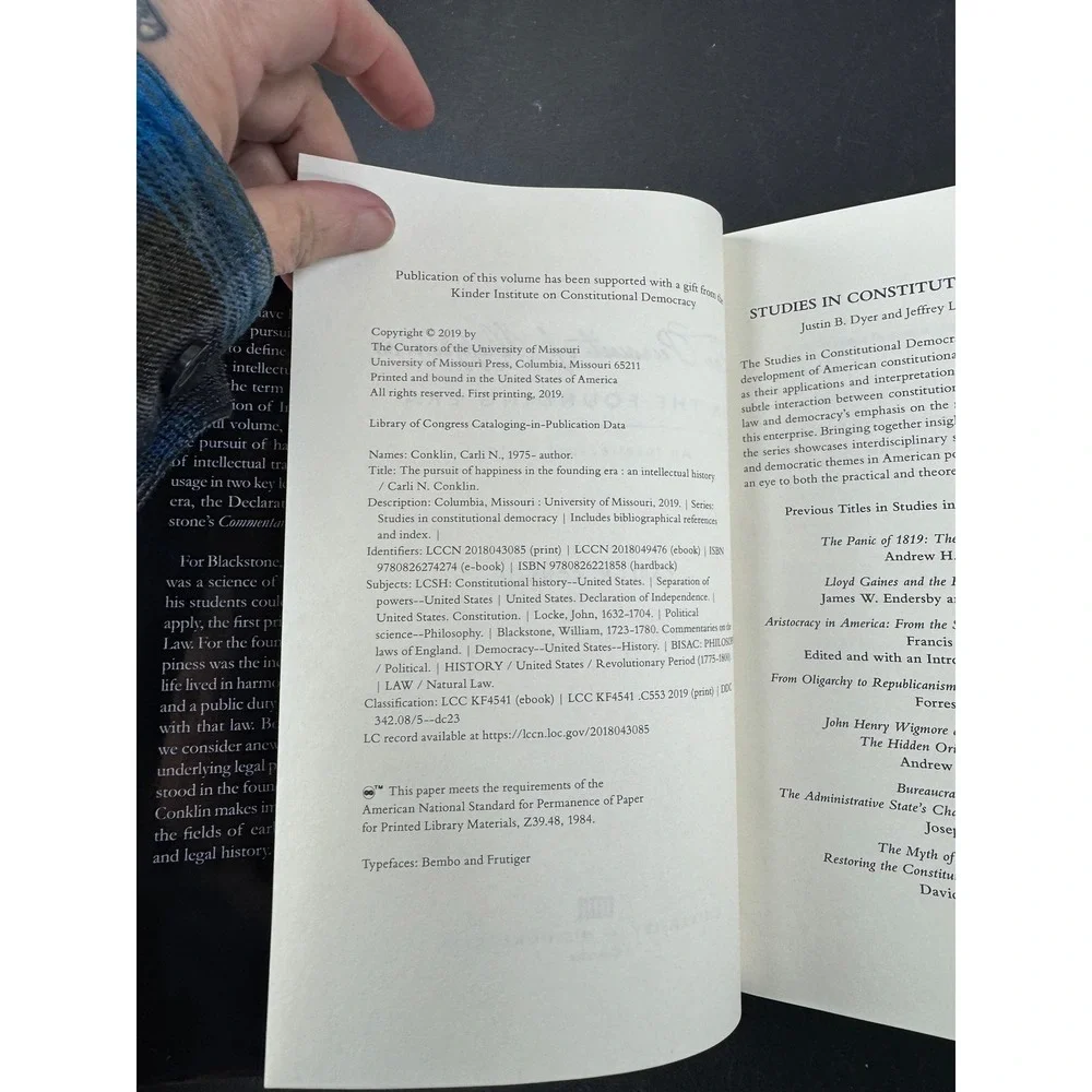 The Pursuit of Happiness in the Founding Era Carli N Conklin Hardcover 2019‎